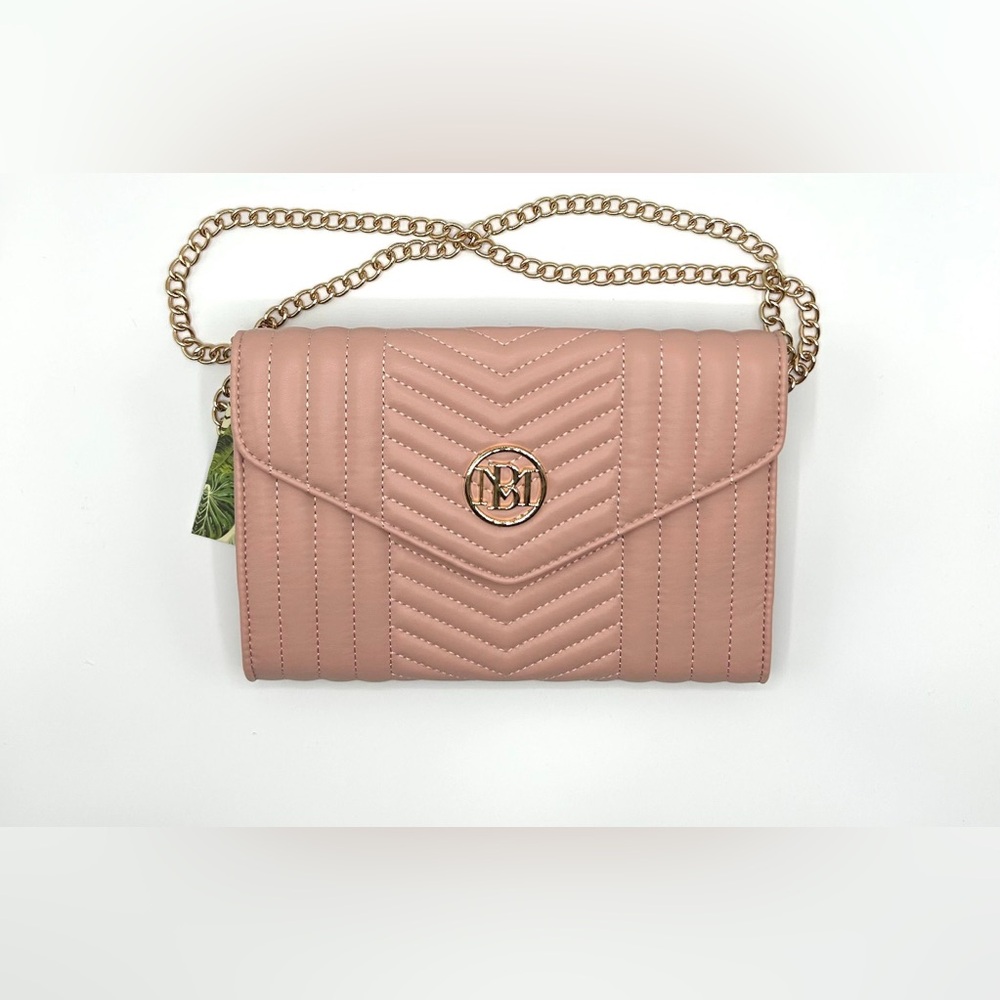 New Badgley Mischka Blush Quilted Crossbody Bag